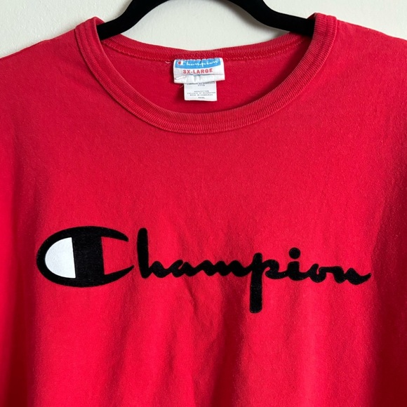 VTG 90s Y2K 2000s Champion Embroidered Velvet Letter Big And Tall 3XL Red - Picture 4 of 6